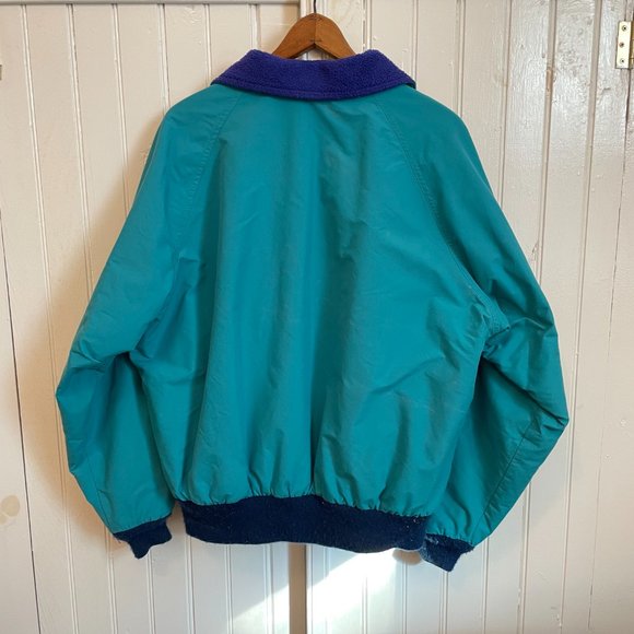 Vintage 80s LL Bean Warm Up Fleece Nylon Bomber Jacket Womens XL USA MADE - Picture 3 of 6